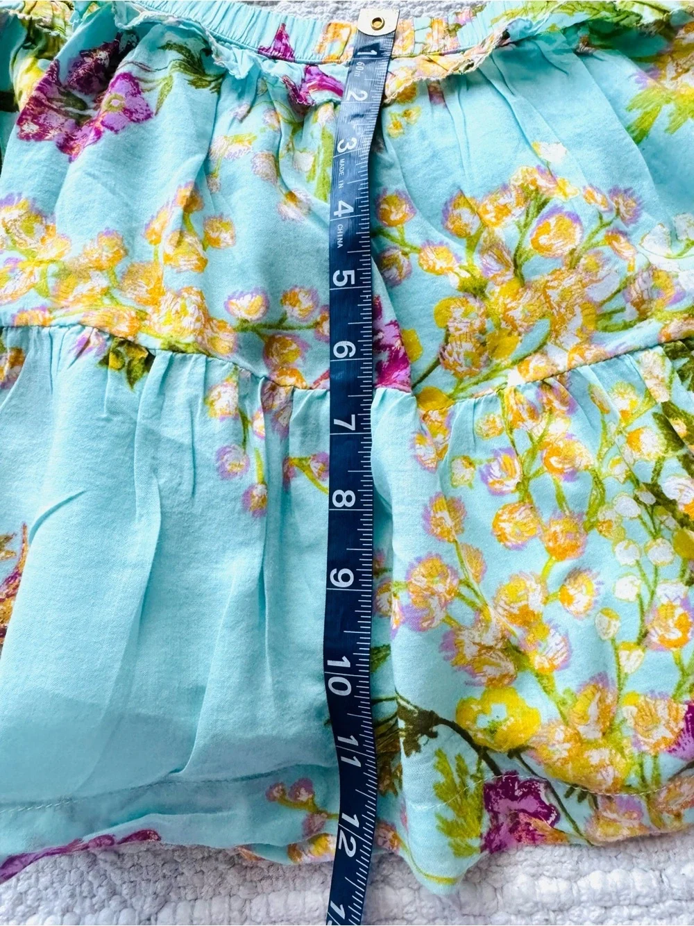 Vineyard Vines Aqua Floral Ruffled Tiered Mini Skirt Girl’s Size 7-8